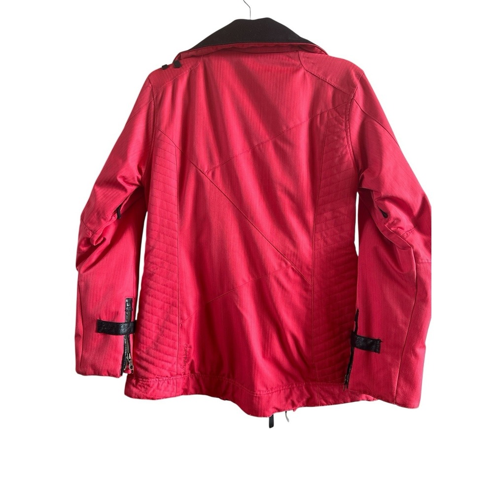 Vintage Obermeyer‎ Hot Pink Woman's Size 6 Ski Jacket Faux Leather Accents Retro - Picture 8 of 16